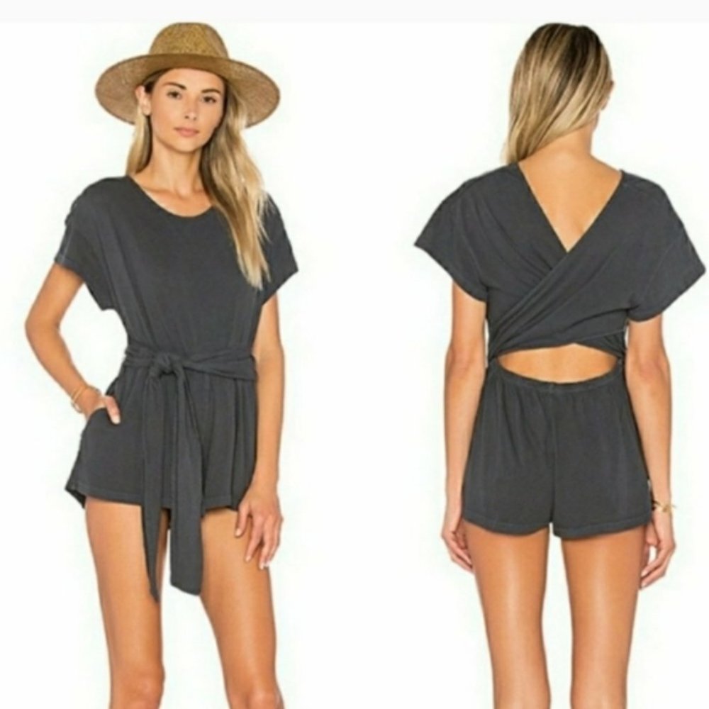 Free People Charcoal Easy Street Wrap Romper